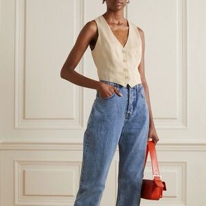 Reformation The Devin Sleeveless Vest Top - TENCEL - Size 8 - Tan Cream